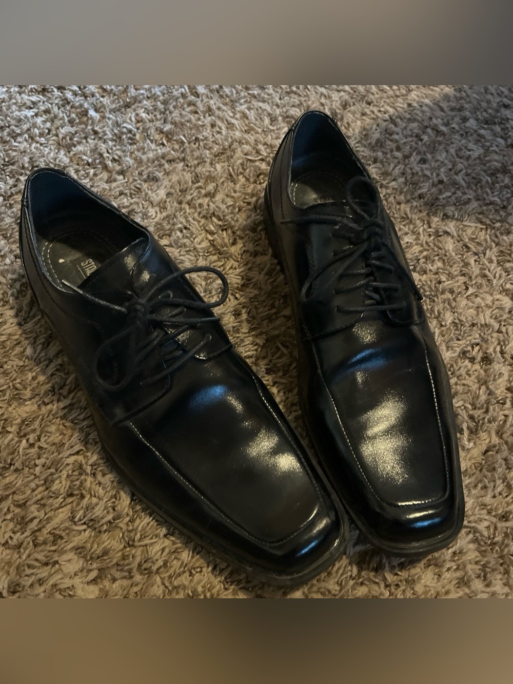 Men's Black Leather Lace-Up Dress Shoes